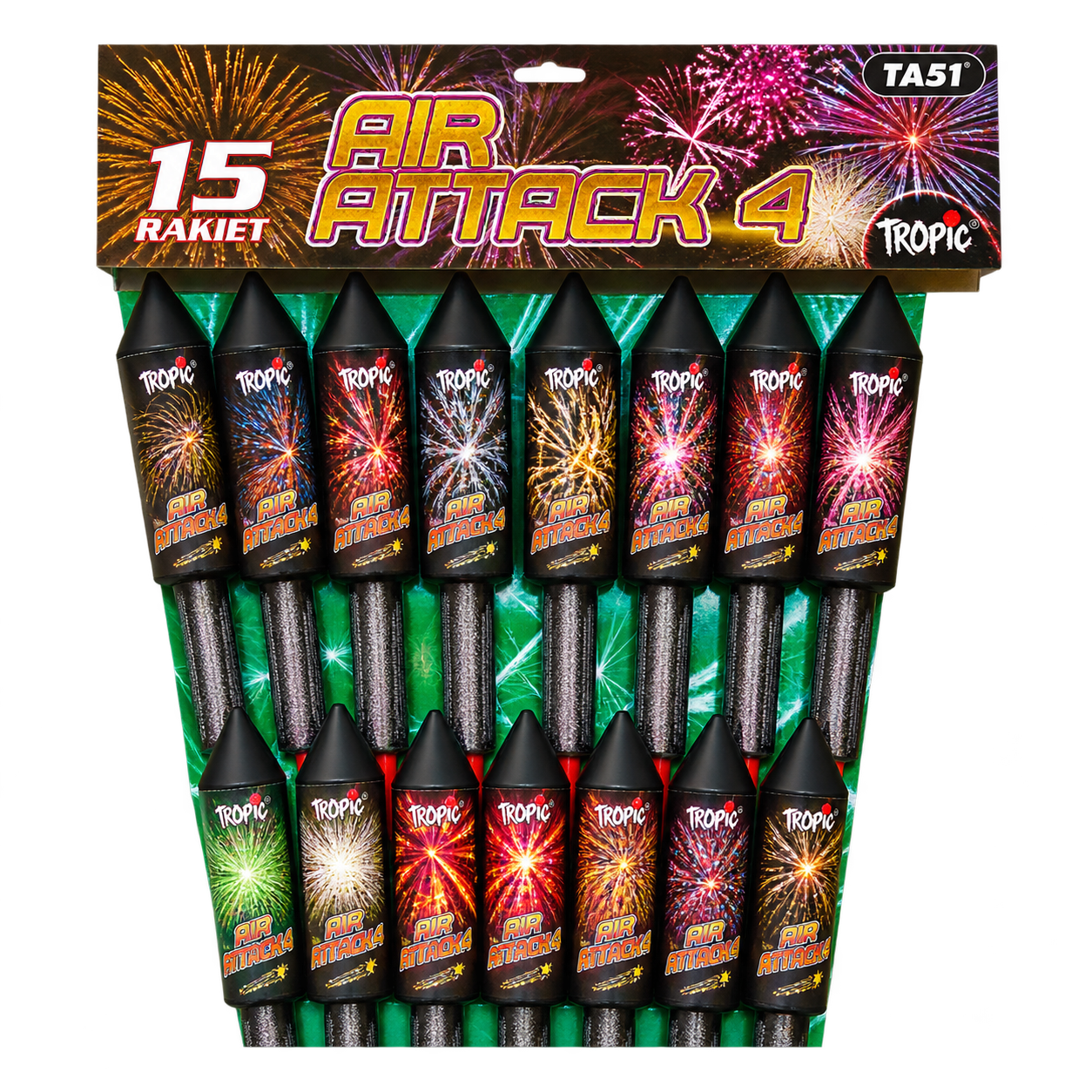 TA51 Air Attack 4 bez fona TA 51 – Air Attack 4, 15 raķešu komplekts